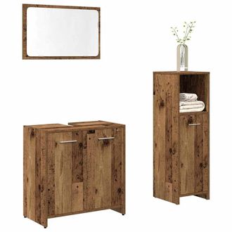 Berkfield Home 3 Piece Bathroom Furniture Set Old Wood Engineered Wood in Brown