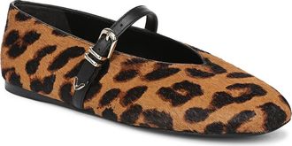 Favorite Daughter Margot Genuine Calf Hair Mary Jane Flat in Brandy Brown Leopard Print at Nordstrom, Size 8.5