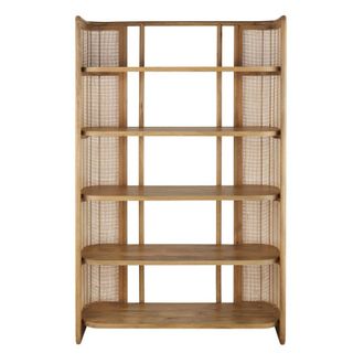 Maisons du monde Estanter&iacute;a de madera de mango macizo y fibra vegetal 112 cm