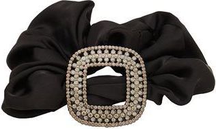 8 by YOOX SCRUNCHIE WITH EMBELLISHED METALLIC BUCKLE