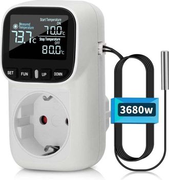 OEM Termoregolatore Digitale (230 V) Con Sonda, Interruttore Riscaldamento/raffreddamento, Spina Termostato Per Serra, Acquario, Frigorifero