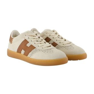 Hogan Womens Leather Colorblock Sneaker Beige Calfskin