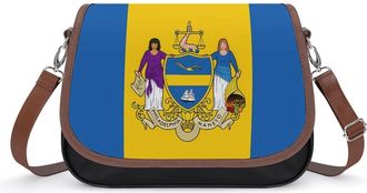 Generic Philadelphia Flag Crossbody Bag Womens Handbag PU Message Bags Shoulder Purse with Adjustable Strap