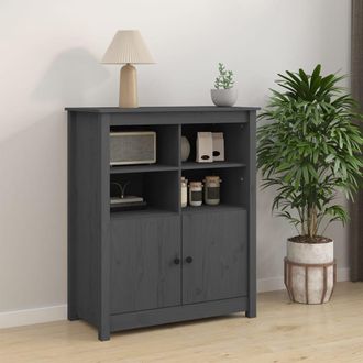 vidaXL Aparador De Madera Maciza De Pino Gris 83x41,5x100 Cm Vidaxl