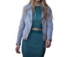 Mauritius Sofia Rf Leather Jacket In Winter Sky