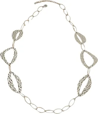 Dansk Copenhagen Accessoires, Dames, Grijs, ONE Size, Ragna Waterproof Silver Stainless Steel Long Statement Necklace - Hammered Finish
