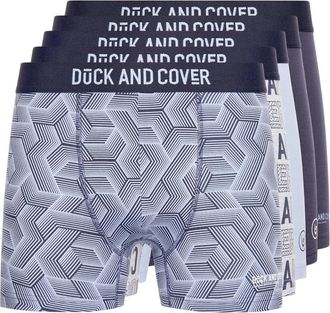 Duck and Cover Mens Boxer Shorts, 5 Pack, Cotton Rich, Tag-Free, Soft, Breathable & Durable Multipack Underwear Assorted M