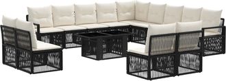 vidaXL Conjunto De Sof&aacute;s De Jard&iacute;n 14 Uds. Negro Y Blanco Crema Vidaxl