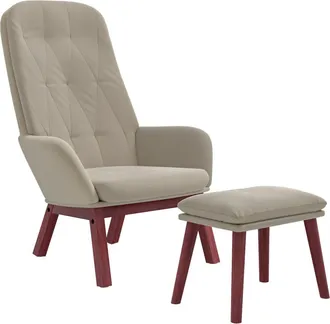 vidaXL Sill&oacute;n De Relax Con Taburete Terciopelo Gris Claro Vidaxl