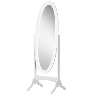 HOMCOM Homcom - Specchio Da Terra A Figura Intera Con Cornice Ovale E Inclinabile Bianco