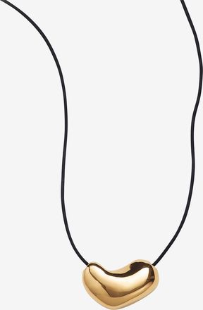 Agmes Halskette aus Wildleder und goldenem Silber Sculpted Heart