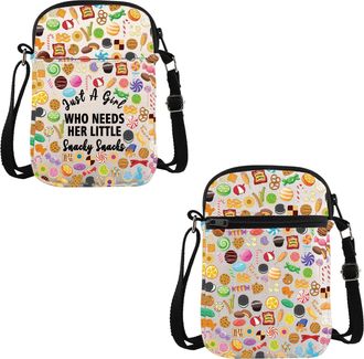 Generic PYOUL Snacks Lover Gift Who Needs Her Little Snacky Snacks Crossbody Bag Snack Queen Travel Foodie Lover Gift (Snacky Snacks CB)
