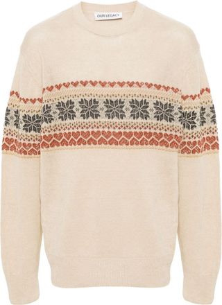Our Legacy Snow Fairisle-motif jumper - men - Hemp - 54 - Neutrals