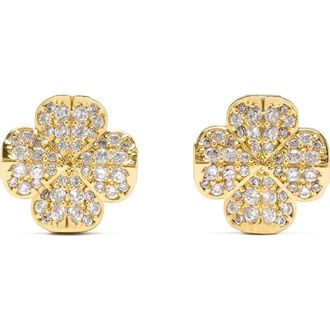 Kate Spade New York pav&eacute; flower stud earrings in Clear/Gold at Nordstrom