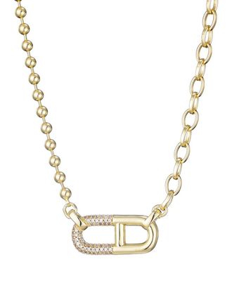 Adornia Adornia 14K Plated Cz Mixed Chain Sideways Pendant Necklace