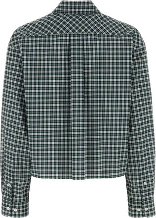 Miu Miu Womens Embroidered Cotton Shirt Biancoverde Exterior: Camicie