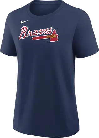 Nike Atlanta Braves Wordmark Nike Womens MLB T-Shirt in Blue | 01K944BAW-M3X