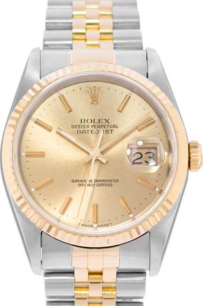 Rolex Pre-owned Rolex Datejust 36 Automatic Chronometer Champagne Dial Mens Watch 16233 CSJ