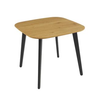 Sweeek Mesa de comedor cuadrada efecto madera patas de metal negro, 4 plazas