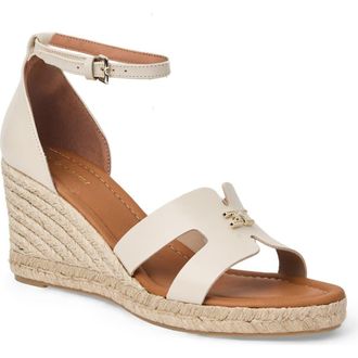Bruno Magli Dina Ankle Strap Wedge Sandal in Bone Nappa at Nordstrom, Size 11