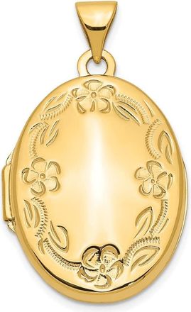 Diamond2Deal 14k Yellow Gold H Engraved Floral Oval Locket Pendant