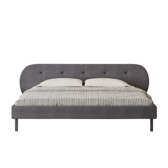 Concept Usine Cama tapizada 140x190cm gris con cabecero y somier