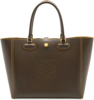 Loewe Khaki Brown Mustard Leather Shoulder Bag Tote Bag (Pre-Owned)