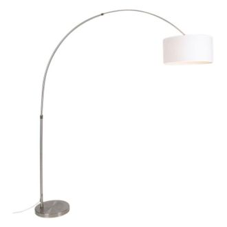 QAZQA Arc Lamp Steel Fabric Lampshade White 50/50/25 Adjustable - XXL