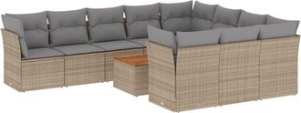 vidaXL Set De Sof&aacute;s De Jard&iacute;n 11pzas Con Cojines Rat&aacute;n Sint&eacute;tico Beige Vidaxl