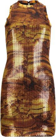 Roberto Cavalli Abito corto con paillettes - Marrone