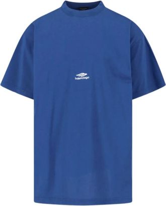 Balenciaga 3B Sports Icon Oversized T-Shirt - Heren - T-shirts - Blauw - M - Katoen - Tops