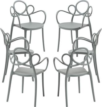 Regalos Miguel Regalos Miguel - Packs Sillas Jard&iacute;n - Pack 6 Sillas Sky Con Reposabrazos - Gris Oscuro