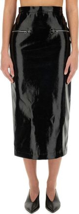 Msgm Patent Leather Midi Skirt