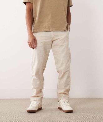 Jack & Jones Confezione da 2 chino ampi in misto lino color crema e neri con coulisse-Neutro