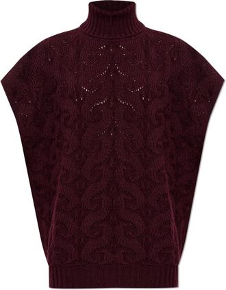 Etro Turtleneck Vest - Dames - Coltruien - Rood - XS - Wol - Truien & Vesten