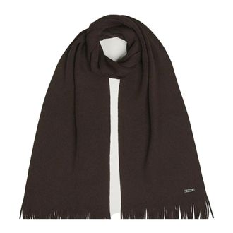 HUGO BOSS Brown Wool Mens Scarf with Fringe - male - Hugo - Winter Scarves - Brown - ONE SIZE - Accessories