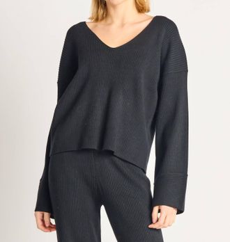 Dex Clothing Wide Sleeve Ribbed Sweater In Black