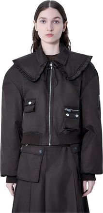 Ganni Duchesse Nylon Bomber Jacket - Dames - Bomber jackets - Bruin - M - Nylon - Jassen