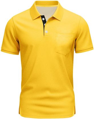 Generic Tee Shirts for Men Adul, Polo Short Sleeve Solid Lightweight Breathable Golf Adult Tennis Collared T Shirt with Pocket Slim Fit Mens Gym Christmas Men