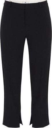 Elisabetta Franchi Broeken, Dames, Zwart, M, Polyester, Lichtgewicht Crêpe Broek met Smokingdetails
