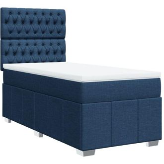 vidaXL Cama Box Spring Con Colch&oacute;n Tela Azul 90x200 Cm Vidaxl