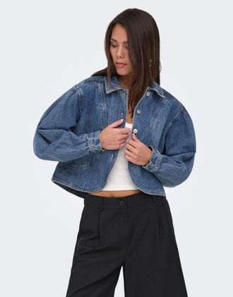 Only Giacca in denim blu medio con maniche cocoon