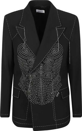 Off-white Zwart Wit Smokingjasje - Heren - Blazers - Zwart - M - Wol - Jassen