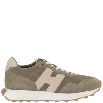 Hogan Suede Sneakers With Contrast Heel Tab And Signature Logo