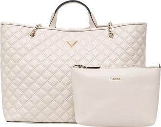 Guess Giully Tote Bag - Dames - Shoppers - Wit - ONE Size - Polyester - Tassen
