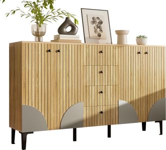 STILVORA Aparador Con 4 Puertas Y 4 Cajones, Dise&ntilde;o Moderno, En Tablero De Part&iacute;culas, 160&times;36&times;94 Cm, Madera