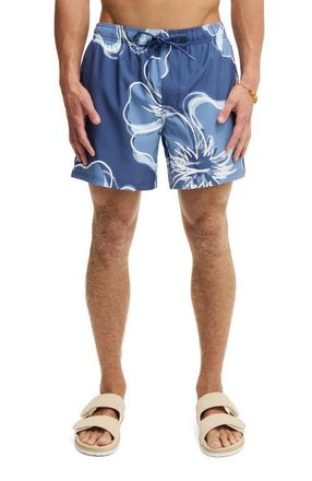 Cotton On Mens Stretch Swim Short in Hawaii Halftone Navy at Nordstrom, Size Medium