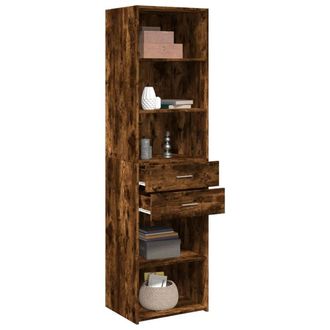 Berkfield Home Highboard Smoked Oak 50x42.5x185 cm Engineered Wood in Brown
