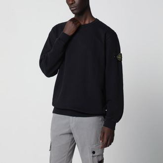 Stone Island Felpa girocollo nera in cotone