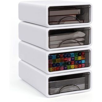 OEM Juego De 4 Organizadores Apilables Para Cajones, Organizadores De Escritorio, Cajas De Almacenamiento De Pl&aacute;stico Para Oficina, Escuela, Hogar, Tocado